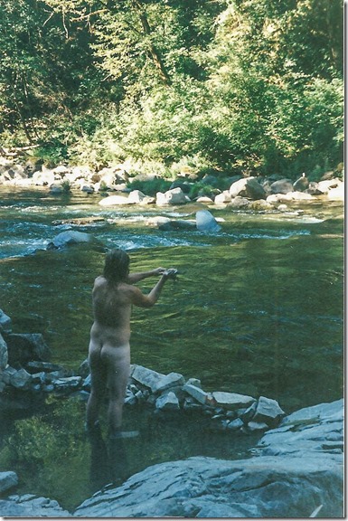 Dale fishing Wind River hot springs Carson Washington summer 1997