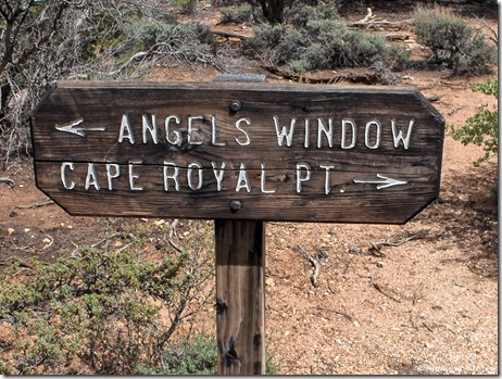 sign Going to the top of Angels Window North Rim Grand Canyon National Park Arizona