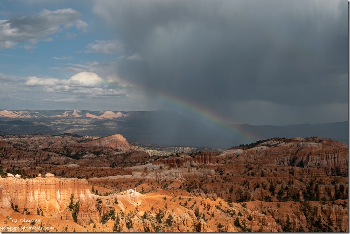 hoodoos rainbow storm clouds light Bryce Point Bryce Canyon National Park Utah