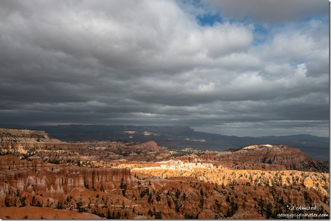 hoodoos valley light Table Cliffs storm clouds Bryce Canyon National Park Utah