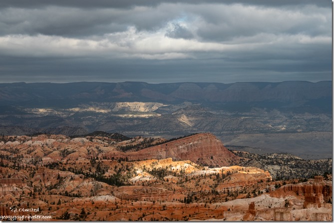 hoodoos valley light Table Cliffs storm clouds Bryce Canyon National Park Utah