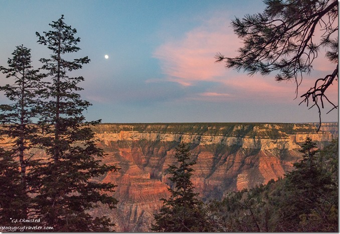 Moon & sunset North Rim Grand Canyon National Park Arizona