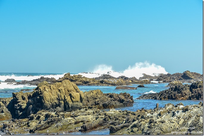 Crashing waves on rocky coast Tsitsikamma National Park South Africa