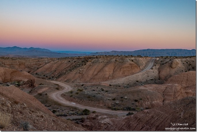 canyon road mountains reverse sunset Earth Shadow Snowbird Mesa Nevada