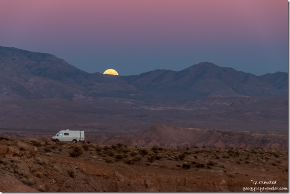 camper van mountains moon rise Snowbird Mesa Nevada