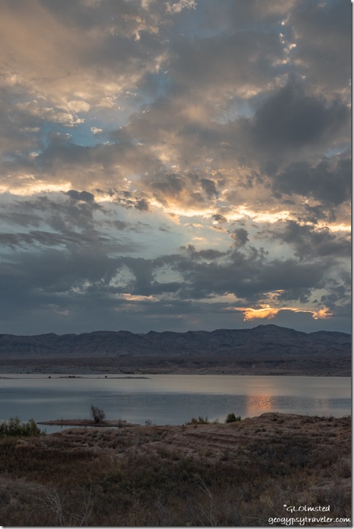 desert lake mountains sunrise clouds reflection Stewarts Point Overton Arm Lake Mead National Recreation Area Nevada
