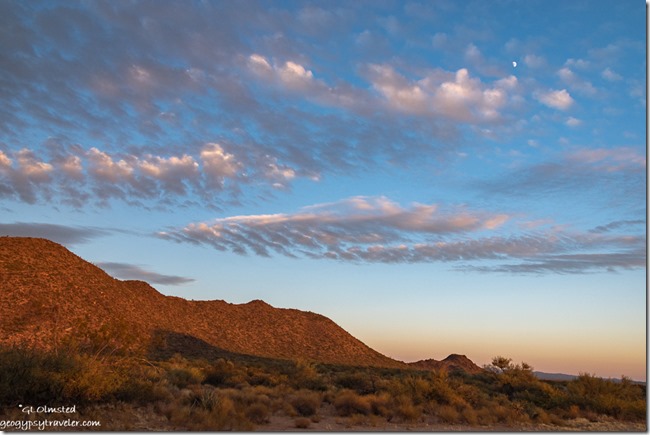 desert mountain sunset clouds moon Ghost Town Road BLM Congress Arizona