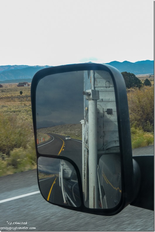 side mirror storm clouds SR 89 South Utah