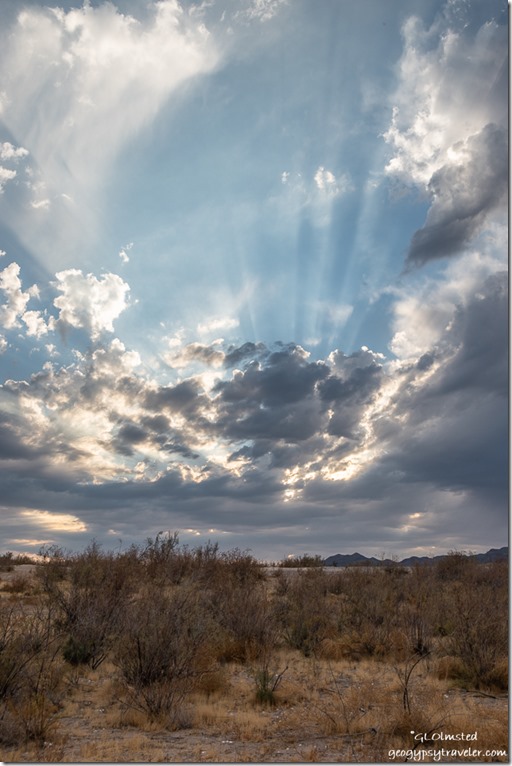 desert sunset clouds crepuscular rays Stewarts Point Overton Arm Lake Mead National Recreation Area Nevada