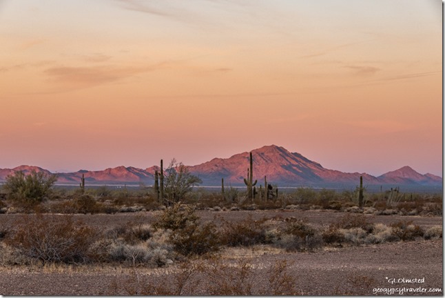 desert mountain sunrise Palm Canyon Road BLM Kofa National Wildlife Refuge Arizona