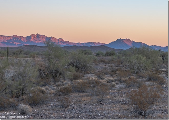 desert mountains reverse sunset Dome Rock BLM Quartzsite Arizona