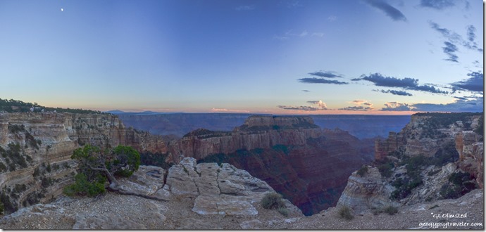 Sunset moon from Wedding site North Rim Grand Canyon National Park Arizona