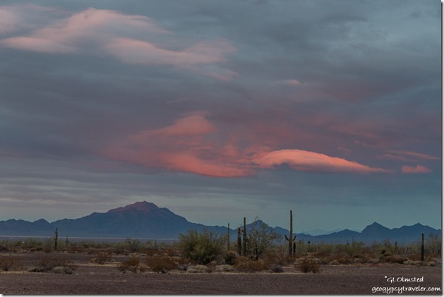 desert mountains sunrise clouds Palm Canyon Road Kofa National Wildlife Refuge Arizona