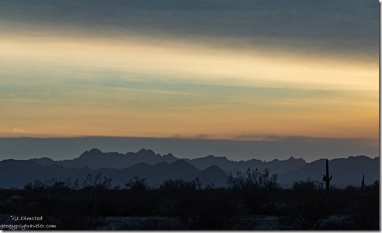 desert mts sunset dusty clouds Palm Canyon Rd BLM Kofa NWR AZ