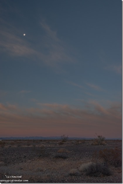 desert sunrise clouds moon Plomosa Rd BLM Quartzsite AZ
