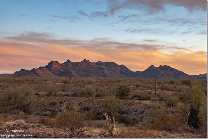 desert Plomosa Mts sunset clouds BLM Quartzsite Arizona