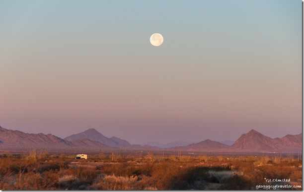 desert RV mts first light full moon Palm Canyon Rd BLM Kofa NWR AZ