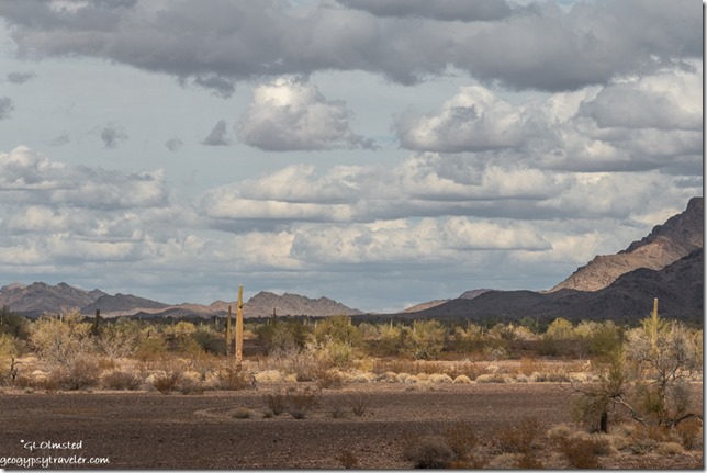 desert mountains shadows clouds Plomosa Road BLM Quartzsite Arizona