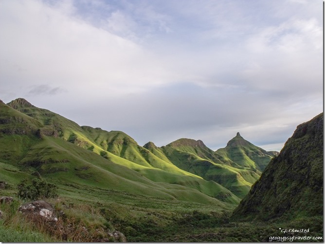 Morning light below camp Drakensburg hike KwaZulu-Natal South Africa