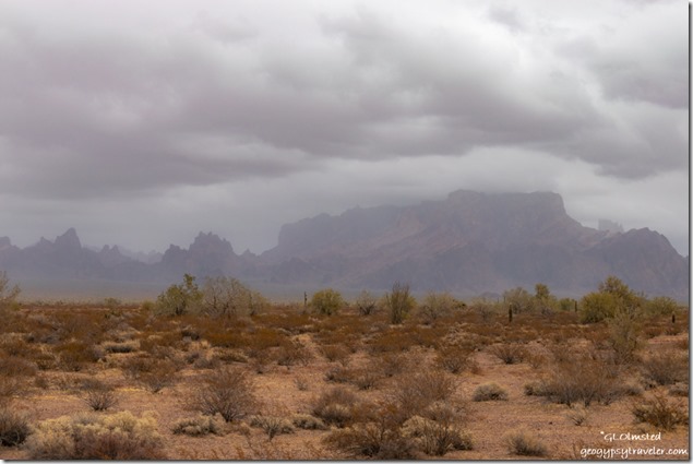 desert Kofa Mts in storm clouds Palm Canyon Rd BLM Kofa National Wildlife Refuge Arizona