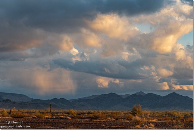 desert mountains sunset clouds Plomosa Road BLM Quartzsite Arizona