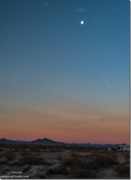 sunrise moon set Palm Canyon Rd BLM Kofa National Wildlife Refuge Arizona