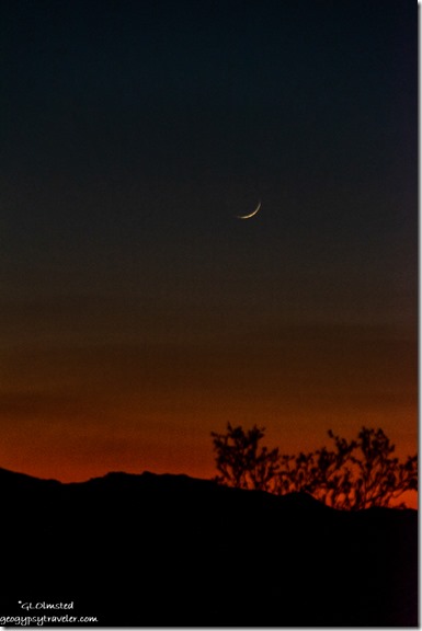 crescent moon sunset Plomosa Rd BLM Quartzsite Arizona