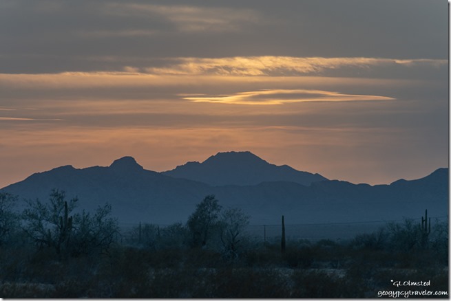 desert RVs Chocolate Mts sunset clouds MST&T Rd BLM Kofa National Wildlife Refuge Arizona