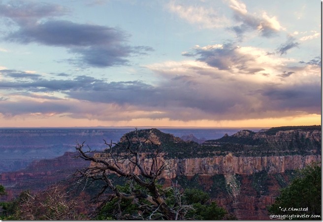 Sunset over Widforss Plateau from Bright Angel Point North Rim Grand Canyon National Park Arizona