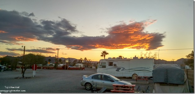 RVs sunset clouds Shady Lane RV Court Quartzsite Arizona
