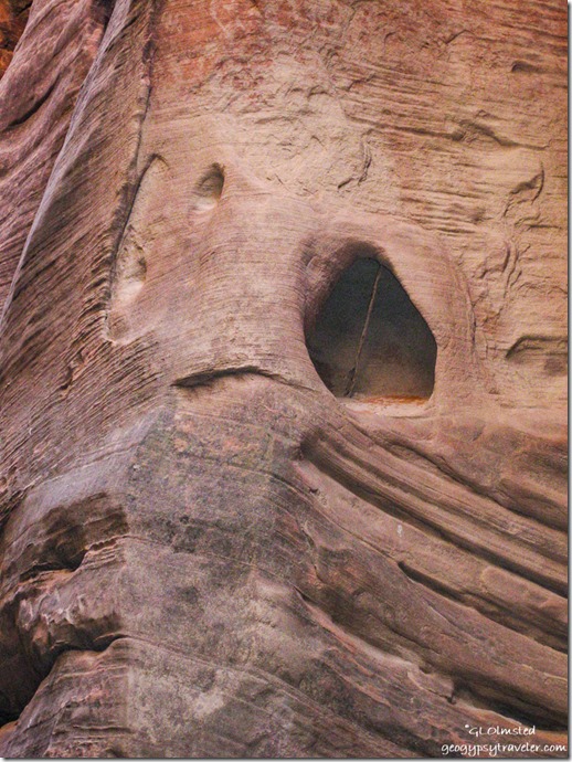 06 a666lewfbr Stick in hole Buckskin Gulch slot canyon trail Vermilion Cliffs NM UT 5-14-09 fff405-1