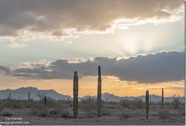 Sonoran Desert Chocolate Mts sunset clouds crepuscular rays MST&T Rd BLM Kofa National Wildlife Refuge Arizona