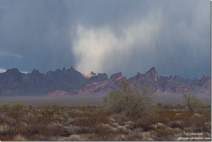 desert Kofa Mts dark clouds Palm Canyon Rd BLM Kofa National Wildlife Refuge Arizona