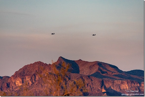 helicopters over mts MST&T Rd BLM Kofa National Wildlife Refuge Arizona