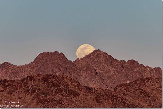 New Water Mts full moon rise MST&T Rd BLM Kofa National Wildlife Refuge Arizona