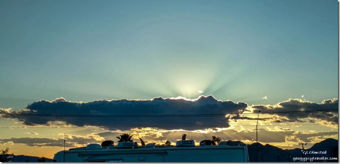 RVs sunset clouds sunrays Shady Lane RV Crt Quartzsite Arizona