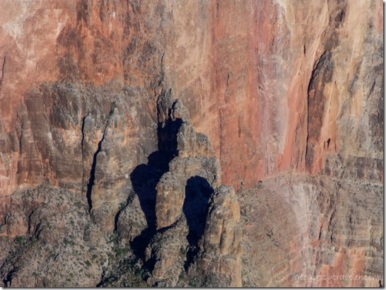 Hoodoos on canyon wall across from Tuweep Grand Canyon National Park Arizona