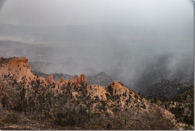 low clouds Piracy Point Farview overlook Bryce Canyon National Park Utah