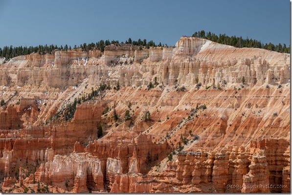 hoodoos Pink & White Cliffs Inspiration Point trees from Sunset Point Bryce Canyon National Park Utah