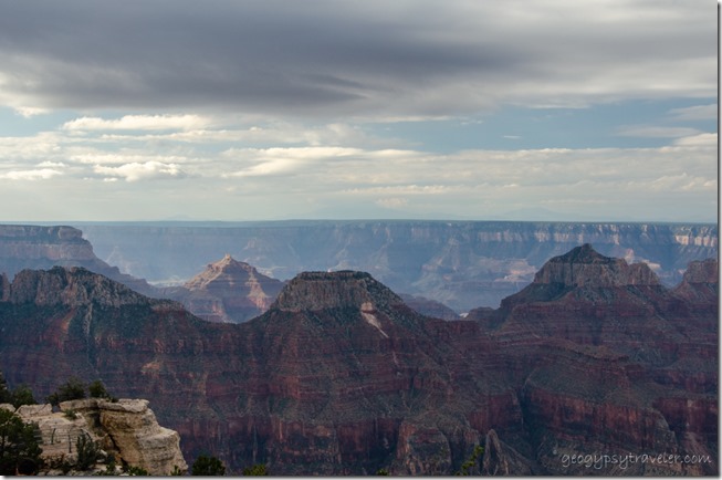 Clouds over temples from Lodge North Rim Grand Canyon National Park Arizona