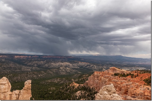 hoodoos valley Pink Cliffs Aquarius Plateau storm clouds Rainbow Pt Bryce Canyon National Park Utah