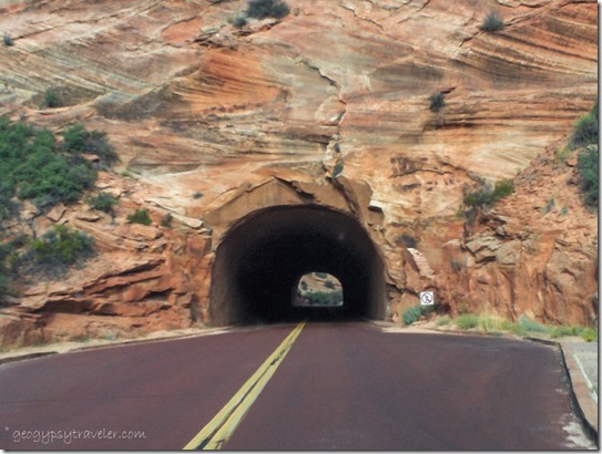 Hwy 9 East entering First tunnel Zion National Park Utah