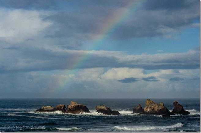 Rainbow at Facerock beach Bandon Oregon