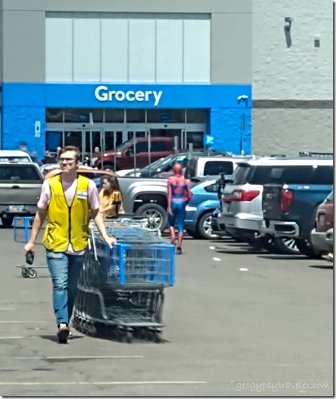 Spiderman walking to WalMart Cedar City Utah