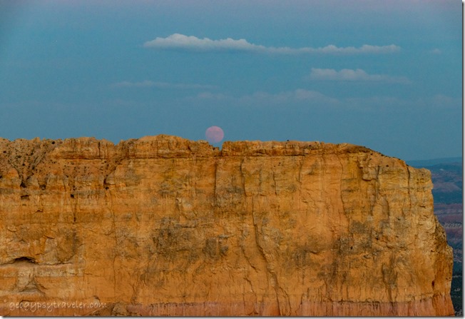 Pink Cliffs full moon clouds Bryce Canyon National Park Utah