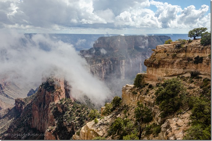 Clouds around Wotans Throne Cape Royal North Rim Grand Canyon National Park Arizona