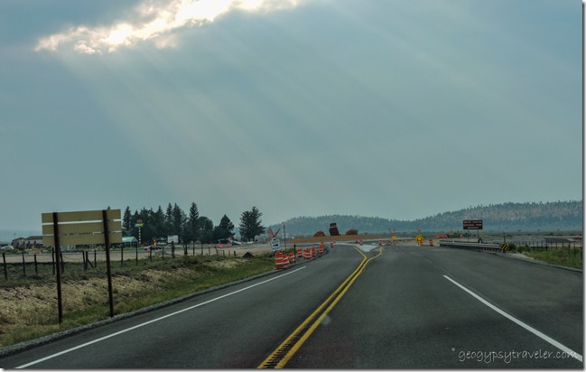 roundabout jct SR12 & 63 crepuscular rays Utah
