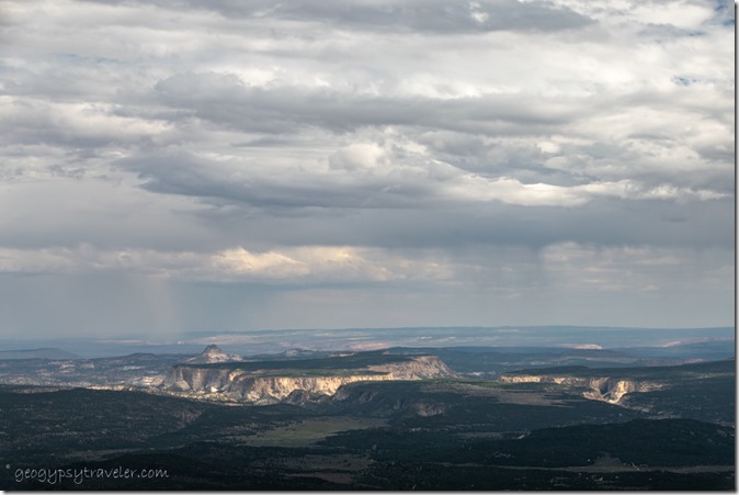 light on White Cliffs storm clouds from Yovimpa Point Bryce Canyon National Park Utah