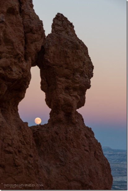 hoodoo window full moon Bryce Canyon National Park Utah