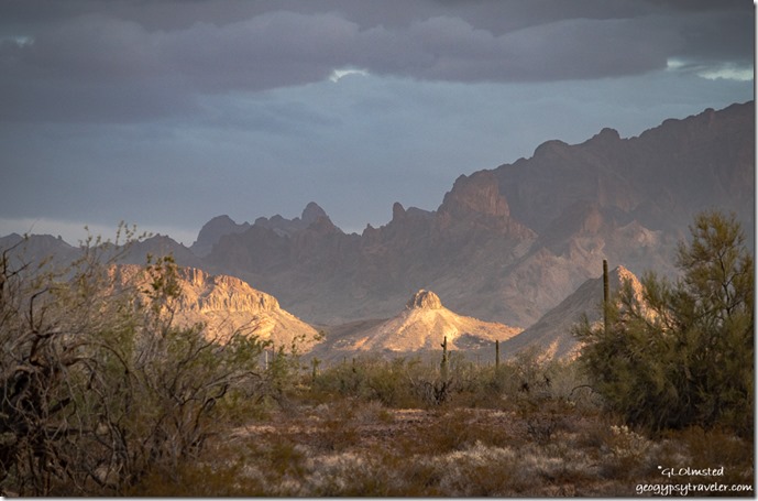 Sonoran Desert Kofa Mts last light clouds MST&T Rd BLM Kofa National Wildlife Refuge Arizona